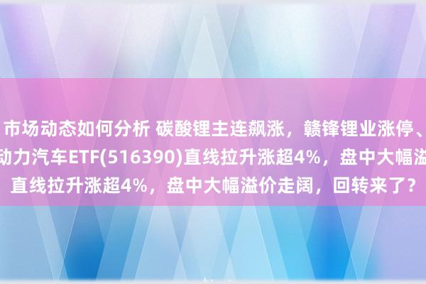 市场动态如何分析 碳酸锂主连飙涨，赣锋锂业涨停、宁德时间涨3%，新动力汽车ETF(516390)直线拉升涨超4%，盘中大幅溢价走阔，回转来了？