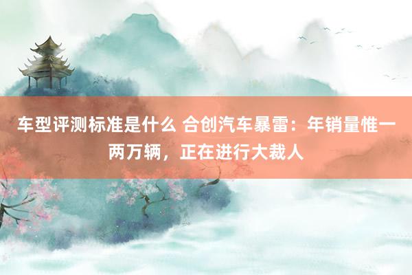 车型评测标准是什么 合创汽车暴雷：年销量惟一两万辆，正在进行大裁人