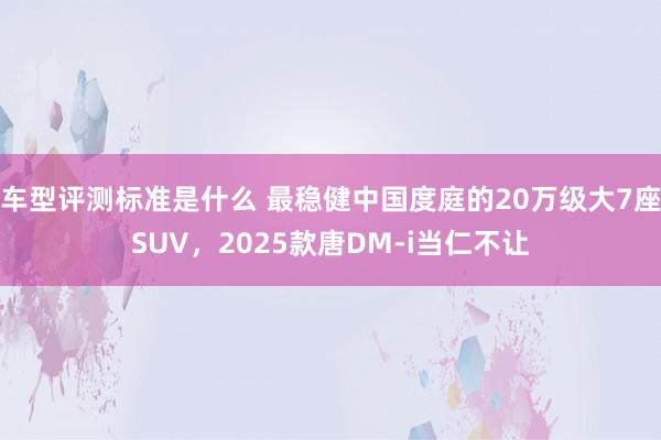 车型评测标准是什么 最稳健中国度庭的20万级大7座SUV，2025款唐DM-i当仁不让