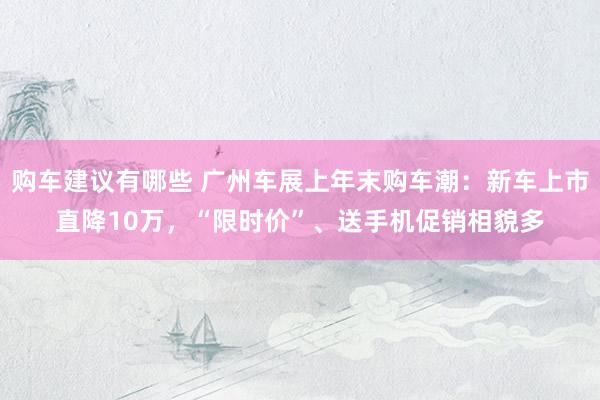 购车建议有哪些 广州车展上年末购车潮：新车上市直降10万，“限时价”、送手机促销相貌多