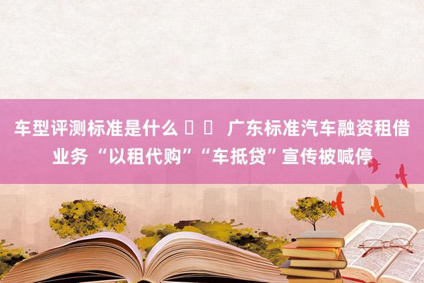 车型评测标准是什么 		 广东标准汽车融资租借业务 “以租代购”“车抵贷”宣传被喊停