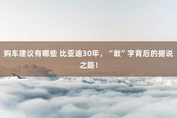 购车建议有哪些 比亚迪30年，“敢”字背后的据说之路！