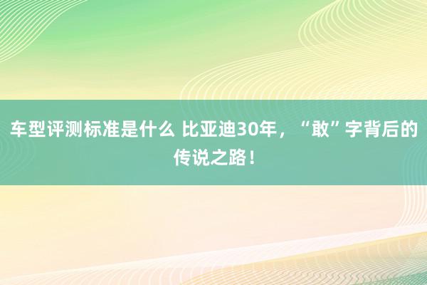 车型评测标准是什么 比亚迪30年，“敢”字背后的传说之路！