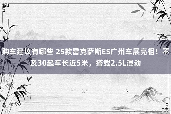 购车建议有哪些 25款雷克萨斯ES广州车展亮相！不及30起车长近5米，搭载2.5L混动