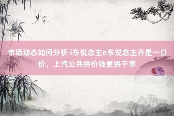 市场动态如何分析 i东说念主e东说念主齐是一口价，上汽公共拼价钱更拼干事