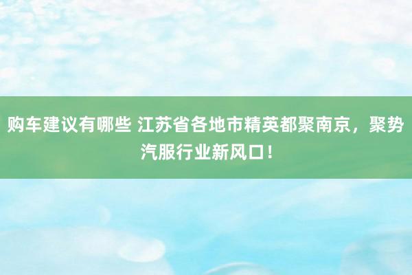 购车建议有哪些 江苏省各地市精英都聚南京，聚势汽服行业新风口！