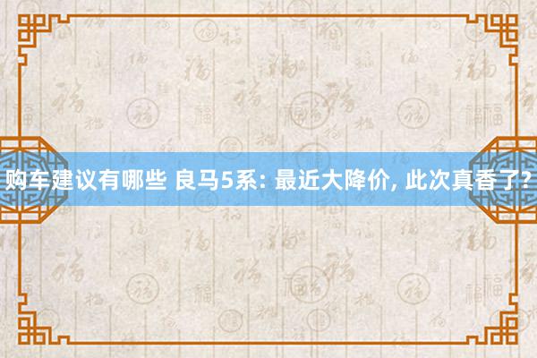 购车建议有哪些 良马5系: 最近大降价, 此次真香了?