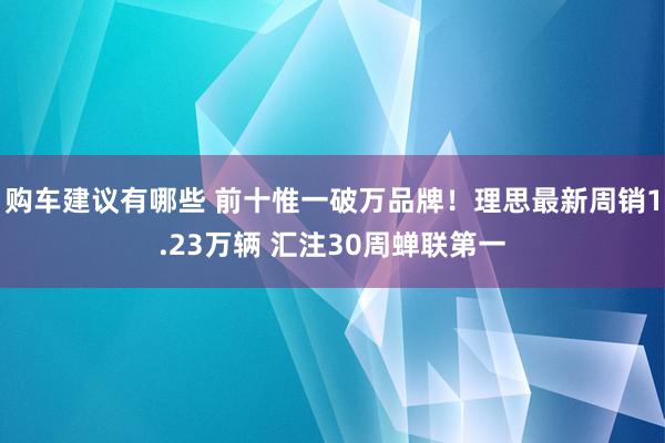 购车建议有哪些 前十惟一破万品牌！理思最新周销1.23万辆 汇注30周蝉联第一