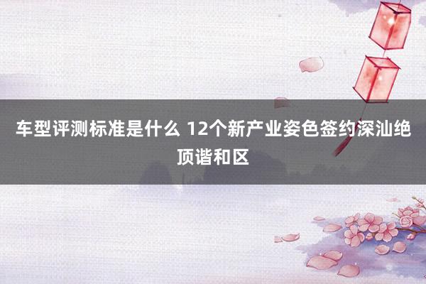 车型评测标准是什么 12个新产业姿色签约深汕绝顶谐和区