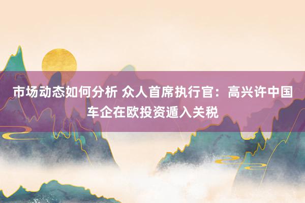 市场动态如何分析 众人首席执行官：高兴许中国车企在欧投资遁入关税