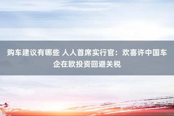 购车建议有哪些 人人首席实行官：欢喜许中国车企在欧投资回避关税