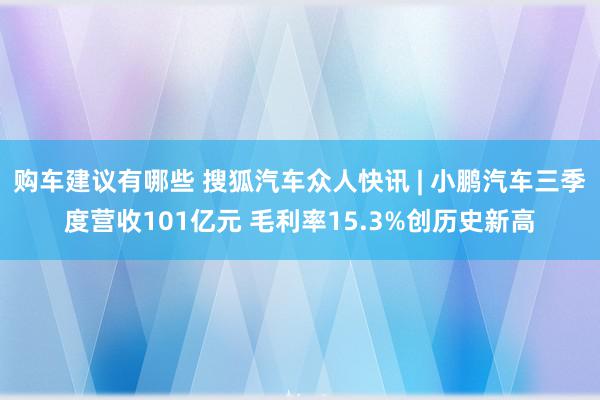 购车建议有哪些 搜狐汽车众人快讯 | 小鹏汽车三季度营收101亿元 毛利率15.3%创历史新高