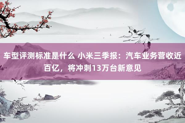 车型评测标准是什么 小米三季报：汽车业务营收近百亿，将冲刺13万台新意见