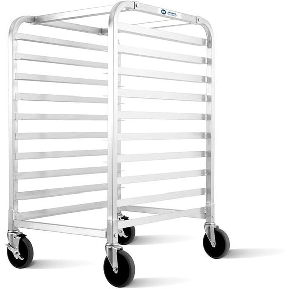 10-Tier Aluminum Bakery Sheet Pan Rack with Wheels