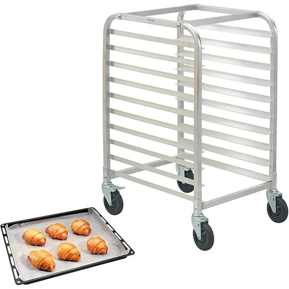 VEVOR 10-Tier Aluminum Bun Pan Rack with Wheels