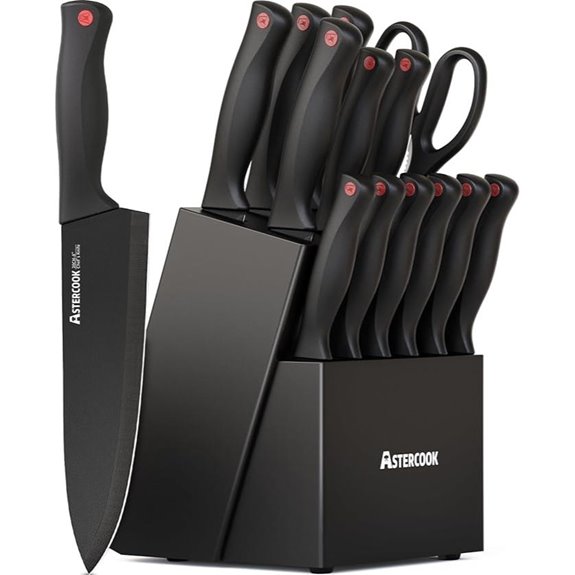 Astercook 15-Piece Kitchen Knife Set with Sharpener