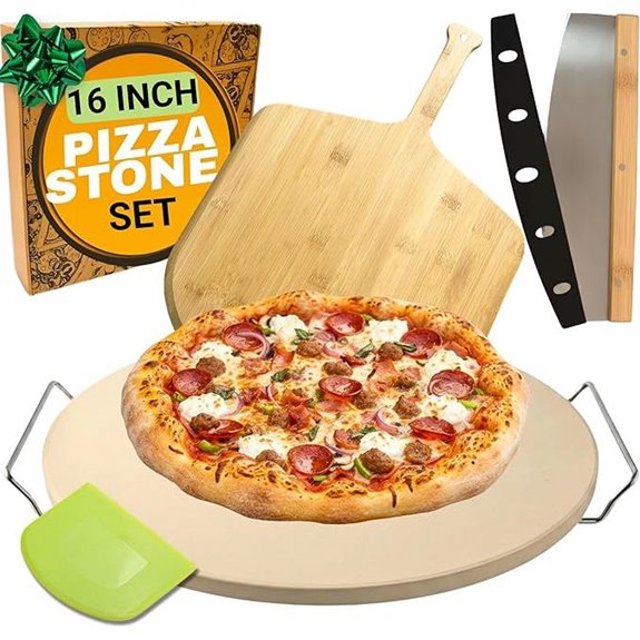 16-inch Pizza Stone with Peel and Cutter Set