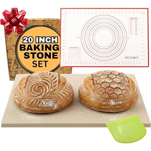 20-Inch Baking Stone with Silicone Mat & Dough Tool