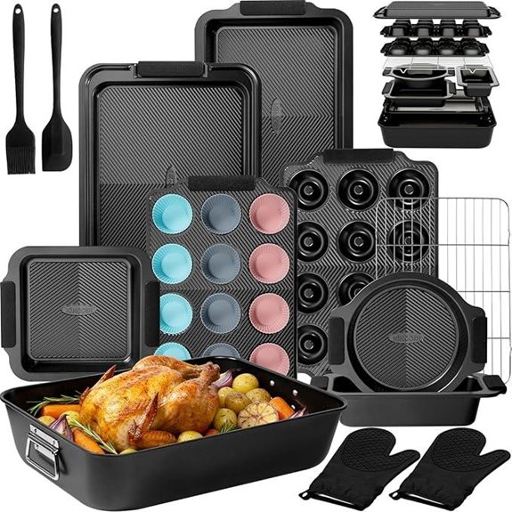 Kikcoin 25-Piece Non-Stick Baking Pan Set