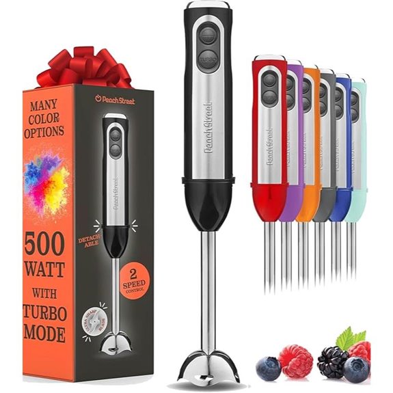 Immersion Blender 500W with Turbo Stainless Steel Blades
