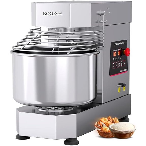 BOOROS 750W Commercial Dough Mixer with Safety Shield