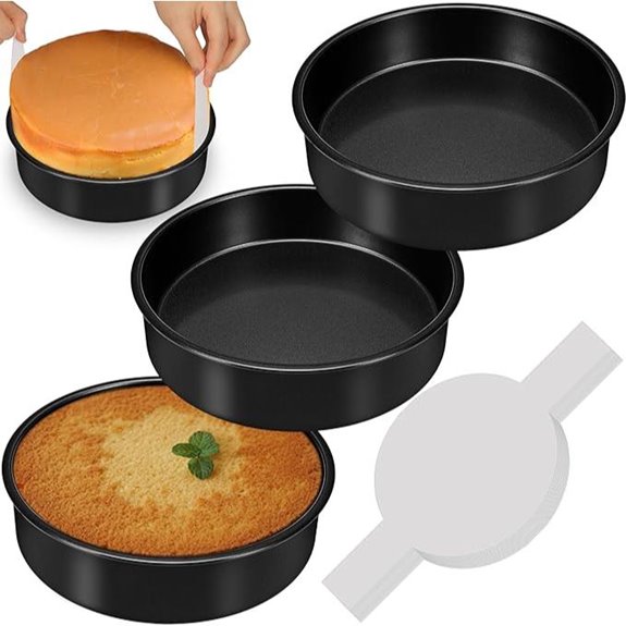 8-Inch Nonstick Cake Pan Set with Parchment Paper