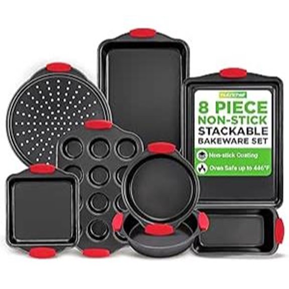 NutriChef 8-Piece Non-Stick Bakeware Set with Handles