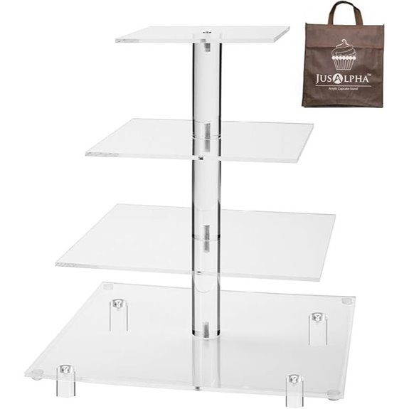 Jusalpha 4-Tier Acrylic Cupcake Stand with Rod Feet