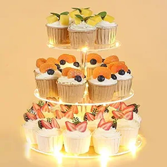 3-Tier Acrylic Cupcake Stand with LED Light