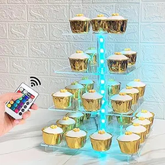 Acrylic 4-Tier Cupcake Stand with LED Lights