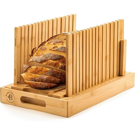 Bambüsi Adjustable Bamboo Bread Slicer with Crumb Tray