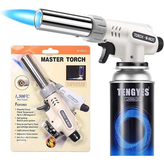 TENGYES Culinary Butane Torch Lighter with Adjustable Flame