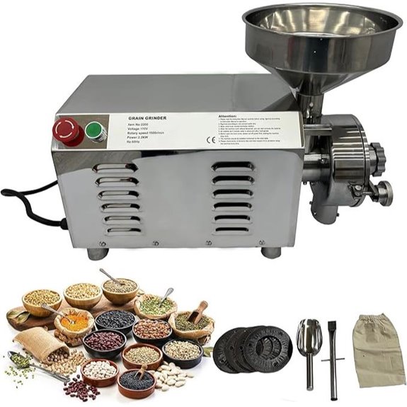 Electric Stainless Steel Grain Mill with Adjustable Mesh