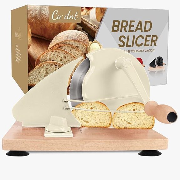 Manual Bread Slicer with Metal Rails and Adjustable Thickness