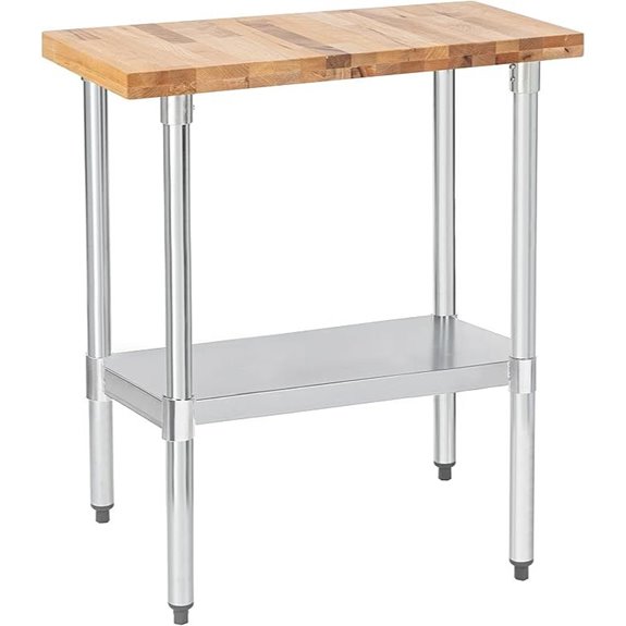 DuraSteel Maple Top Work Table with Adjustable Shelf
