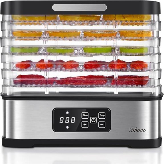 Yabano Food Dehydrator with Adjustable Timer & Trays