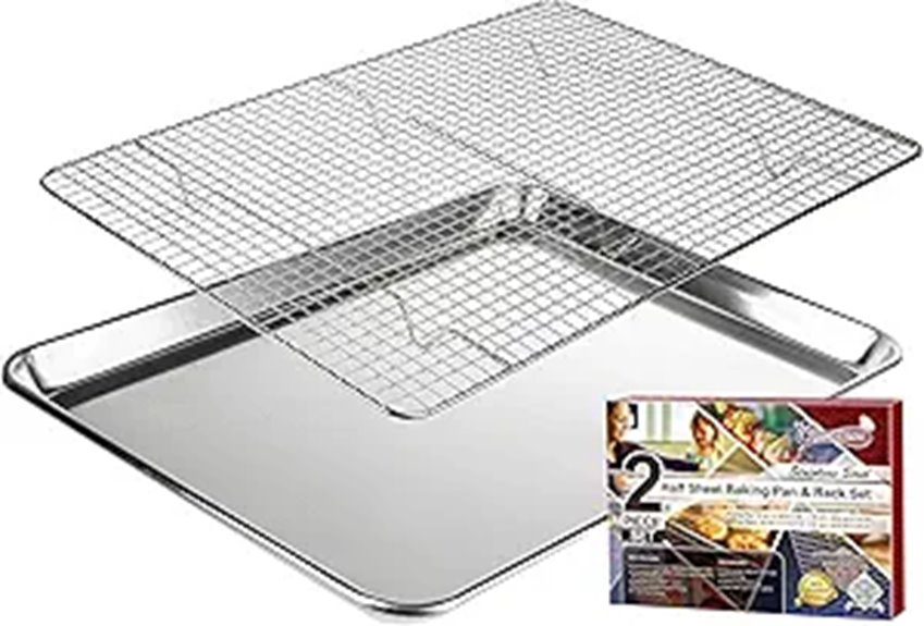 KITCHENATICS Aluminum Baking Pan with Wire Rack