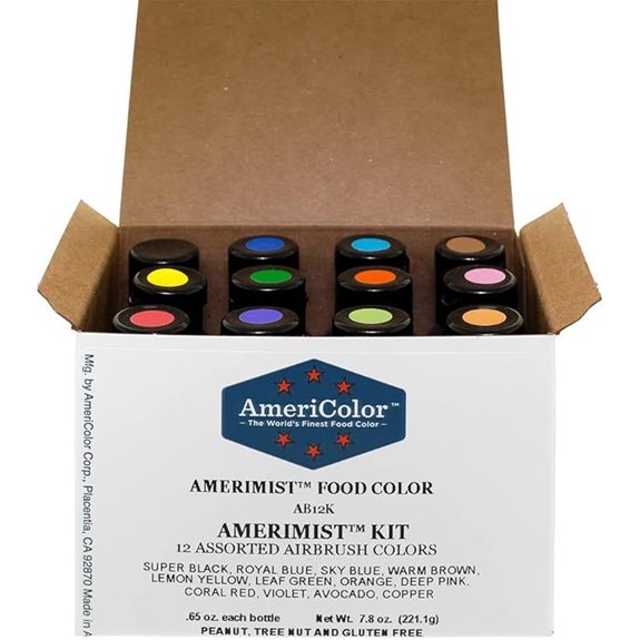 Food Coloring AmeriColor AmeriMist Airbrush Kit 12 .65 Ounce Bottles
