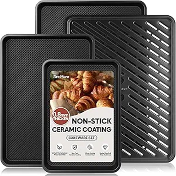 Baking Cookie Sheets with Cooling Rack Set of 4