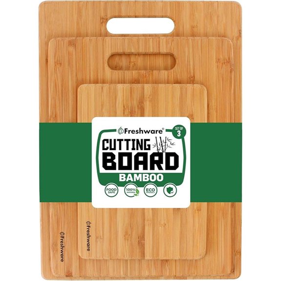 Bamboo Kitchen Cutting Board Set with Handles