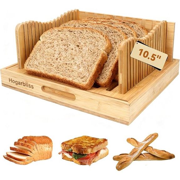 Bamboo Bread Slicer with Crumb Tray and Guide