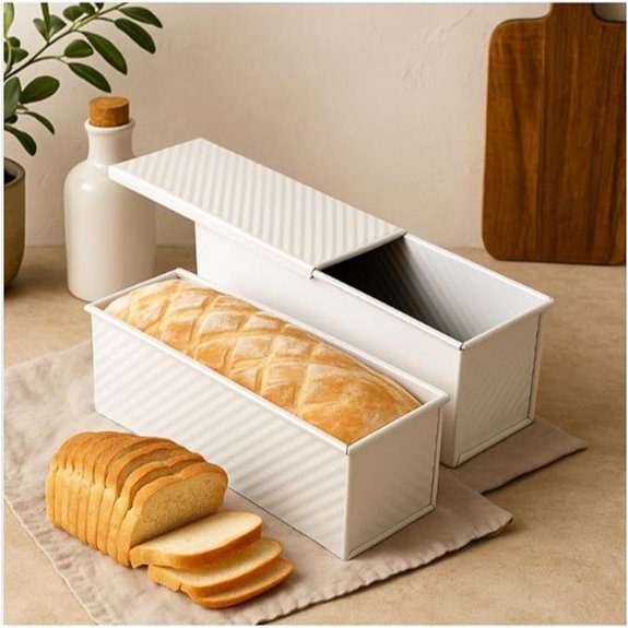 2-Pack Beige Nonstick Loaf Pans with Lid