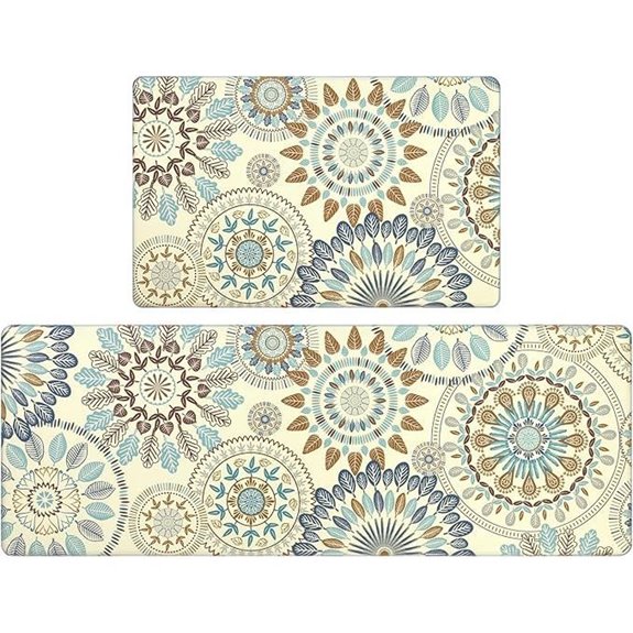 Pauwer Boho Kitchen Rugs Set of 2 Non-Slip Cushioned Mats