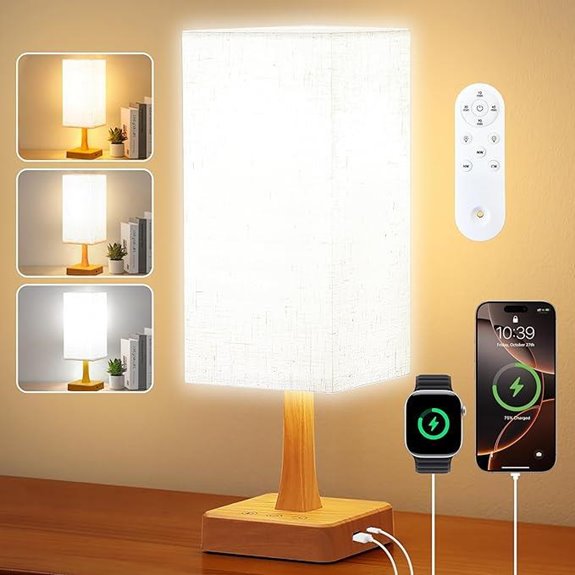 Light Therapy Lamp with Remote 10,000 Lux USB Ports