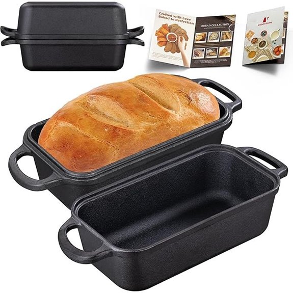 Cast Iron Loaf Pan with Lid 9x5 Inch