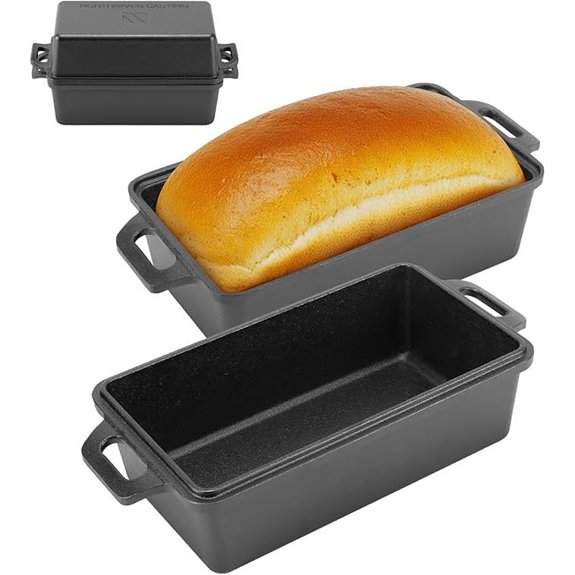 Cast Iron Loaf Pan with Lid (9×5 Inch 2 Pack)