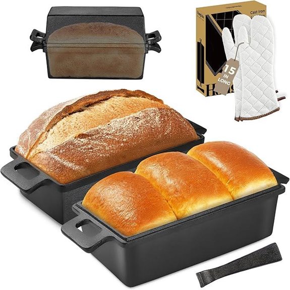 HONGBAKE 2-in-1 Cast Iron Bread Pan Set
