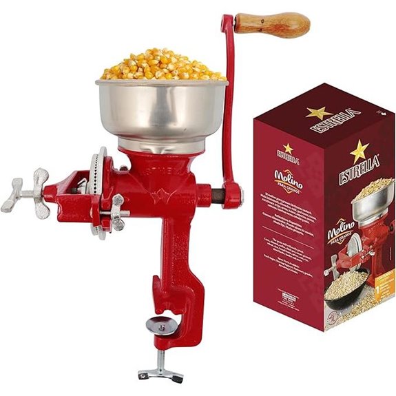Estrella Cast Iron Manual Crank Corn Grain Grinder 14 Tall & 5 Hopper
