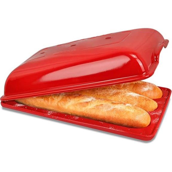 Ceramic Baguette Baker with Lid 3 Loaves