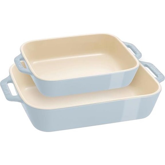 STAUB Ceramic 2-pc Rectangular Baking Dish Set Macaron Pastel Blue